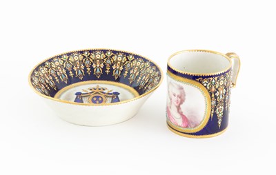 Lot 778 - A large Sevres style cup and saucer, mid 19th...