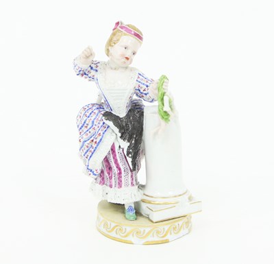 Lot 785 - A Meissen (Marcolini) figure of a girl holding...