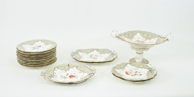 Lot 799 - A Rockingham part dessert service, painted...