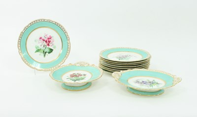 Lot 812 - A Victorian dessert service, painted flowers...