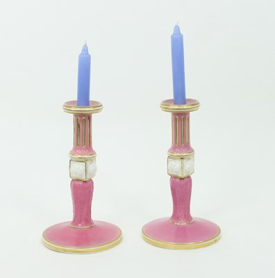 Lot 821 - A pair of Bloor Derby candlesticks, with...