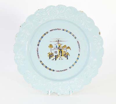 Lot 840 - A Bristol polychrome delft charger, circa 1760,...