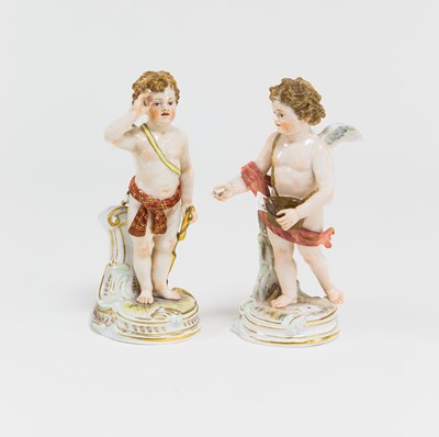 Lot 843 - Two Meissen figures of cherubs, late 19th...