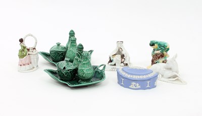 Lot 849 - Two Wedgwood leaf-shaped cruet stands, each...