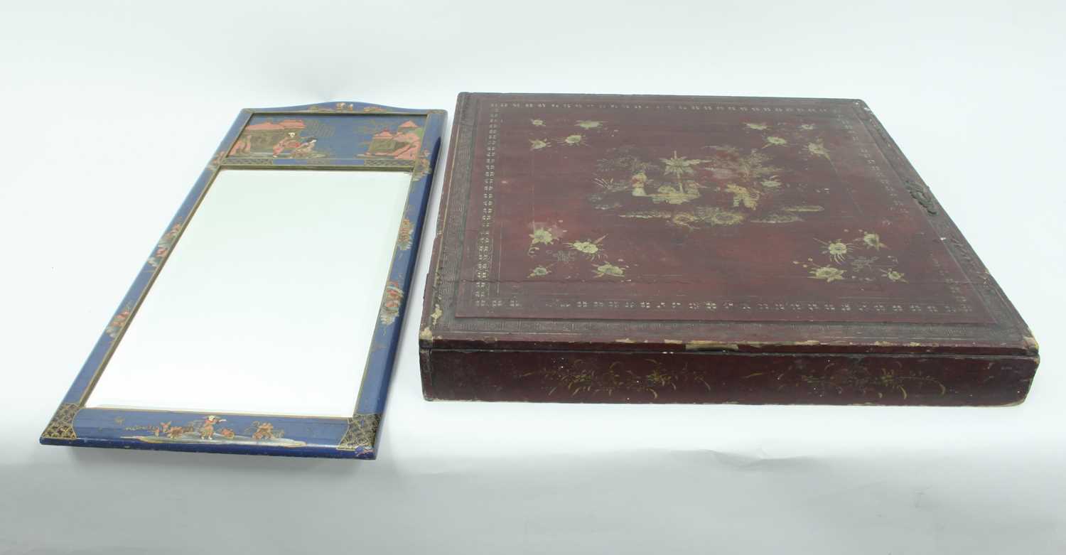 Lot 907 - A Cantonese lacquer wall cabinet, the panel...