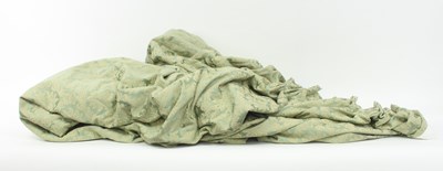 Lot 920 - A pair of green damask curtains, lined and...