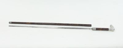 Lot 973 - A sword stick, the reeded silver handle with...