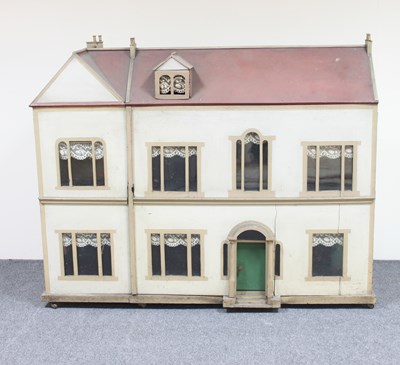 Lot 980 - A Victorian doll's house, with gable roof and...