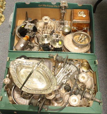 Lot 991 - Sundry silver plate including chambersticks,...