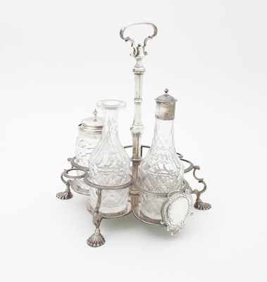 Lot 1023 - A Scottish silver cruet stand, Robert Gordon,...