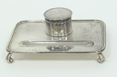 Lot 1024 - A silver inkstand, Adie Bros., Birmingham 1936,...