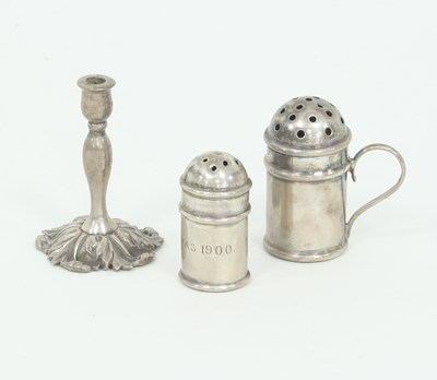 Lot 1043 - A miniature or toy silver candlestick, William...