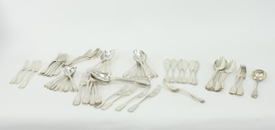 Lot 1063 - A Victorian canteen of silver fiddle and...