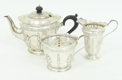 Lot 1065 - A silver three-piece tea service, Mappin &...