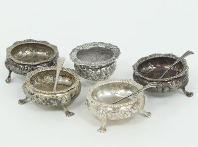 Lot 1066 - A set of four silver open salts, London 1889,...