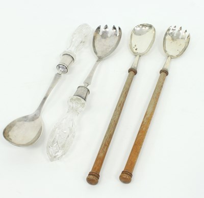 Lot 1084 - A pair of silver salad servers, B B,...