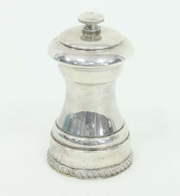 Lot 1089 - A silver churn shaped pepper mill, H E...