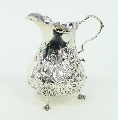 Lot 1120 - A silver jug, marks rubbed but circa 1800, of...