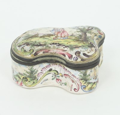 Lot 1154 - An 18th Century style kidney shaped enamel box,...