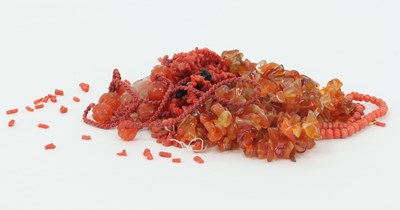 Lot 1198 - A collection of coral and other beads