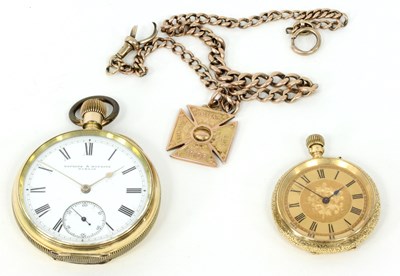 Lot 1206 - A gold plated keyless wind open faced watch...