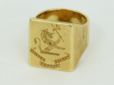 Lot 1220 - A gold signet ring, the rectangular plaque...