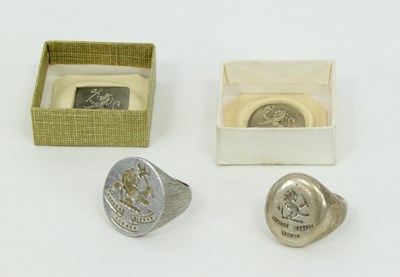 Lot 1221 - A platinum signet ring by Asprey, the oval...