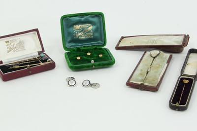 Lot 1250 - A stick pin with gem set ladybird terminal, a...