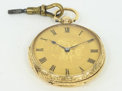 Lot 1265 - An 18ct gold cased open faced pocket watch,...