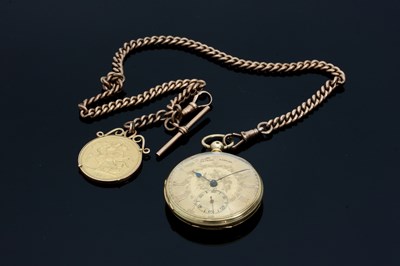 Lot 1290 - An 18ct gold cased open faced pocket watch by...