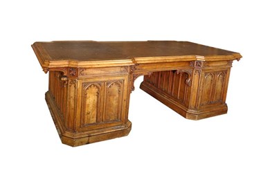 Lot 969 - A partner's fine Victorian Gothic oak desk,...