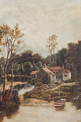 Lot 162 - W Howard/Mill by a River/signed/oil on canvas,...