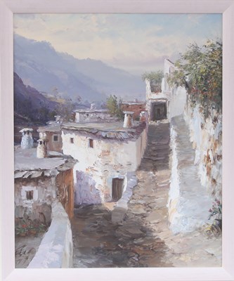 Lot 187 - Coberos/Spanish Townscape with Mountains in...