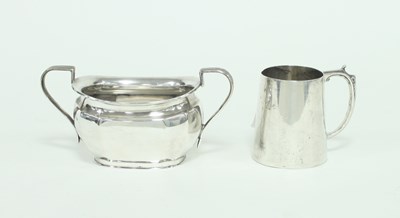 Lot 237 - A silver mug, JR, Sheffield 1881 with C scroll...