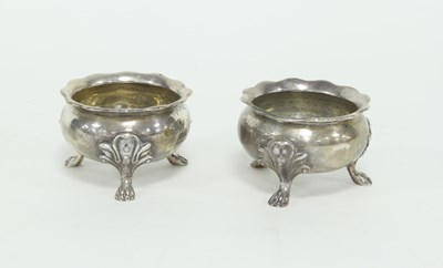 Lot 242 - A pair of William IV silver salt cellars,...