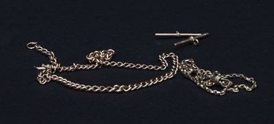 Lot 302 - A 9ct gold Albert watch chain, clip damaged,...