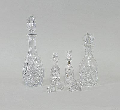 Lot 336 - Two cut glass decanters and stoppers and two...