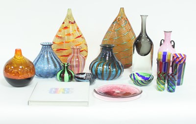 Lot 345 - A near pair of Murano glass vases signed O....