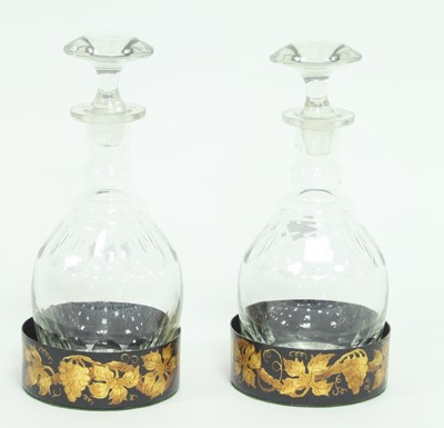 Lot 348 - A pair of cut glass decanters with mushroom...