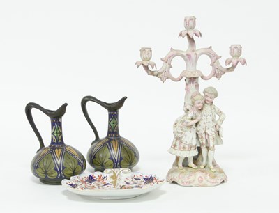 Lot 380 - A pair of Art Nouveau pottery ewers, James...