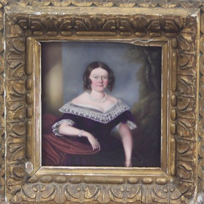 Lot 390 - A Victorian porcelain plaque, painted a...