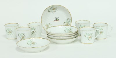 Lot 392 - Six English porcelain cups and saucers,...