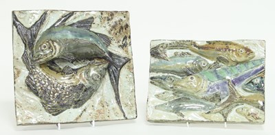 Lot 397 - A Studio pottery wall plaque depicting fish by...