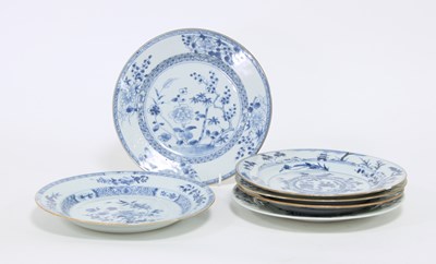 Lot 417 - Six 18th Century Chinese blue and white plates...