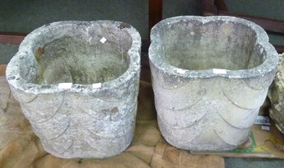 Lot 514 - A pair of reconstituted stone quatrefoil swag...