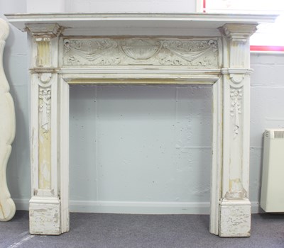 Lot 527 - A painted pine fire surround, circa 1900, with...