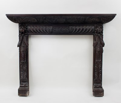 Lot 538 - A 17th Century style carved oak fire surround,...