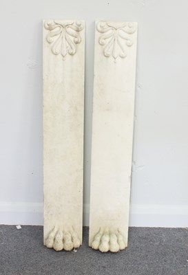 Lot 540 - A pair of anthemion carved marble fire mantel...