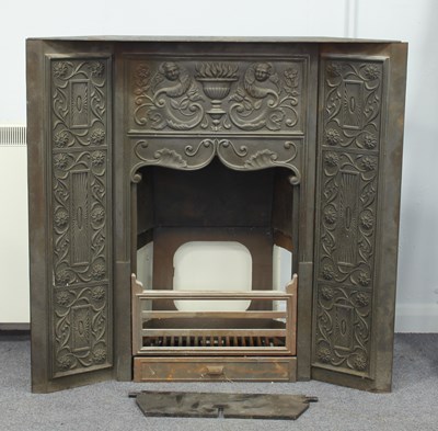 Lot 551 - A cast iron fire surround and grate, circa...