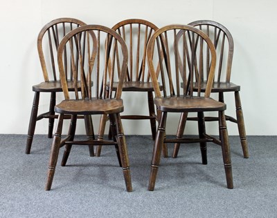 Lot 592 - A set of five beech, ash and elm stick back...